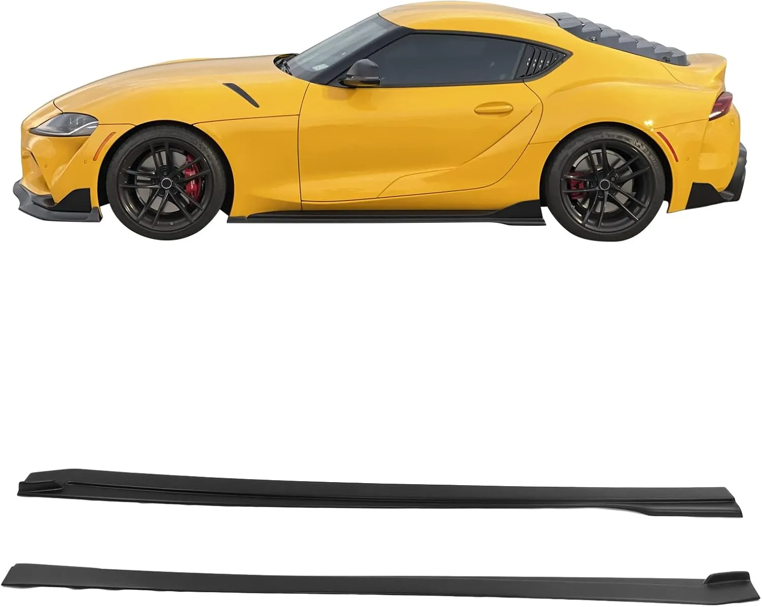 IKON MOTORSPORTS, Side Skirts Compatible with 2020-2025 Toyota GR Supra A90 A91, 2PCS Side Skirts Extension Rocker Panel Bodykit Replacement IKON Style PP Polypropylene Matte Black, 2021 2022