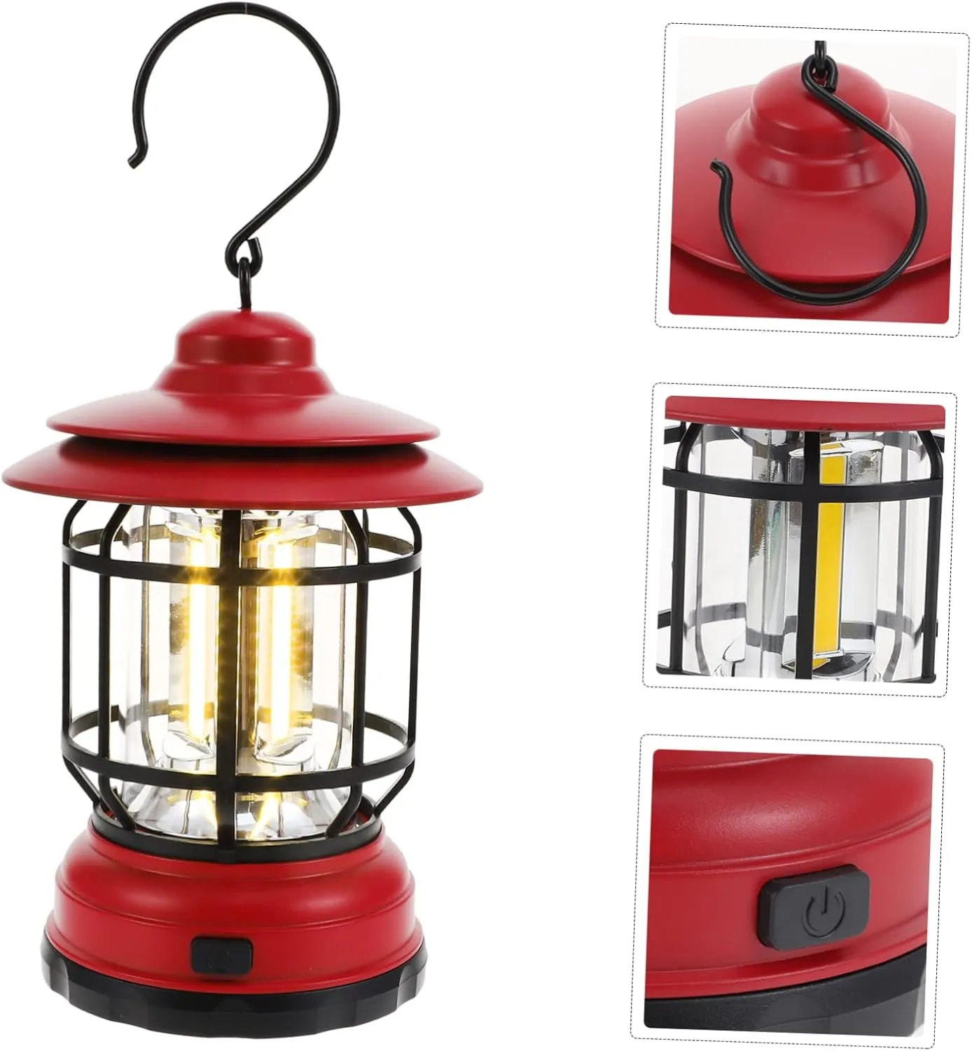 IMIKEYA Vintage Camping Lanterns Retro Lantern Led Red No Battery Handheld Tent Light Emergency Outdoor Lamp
