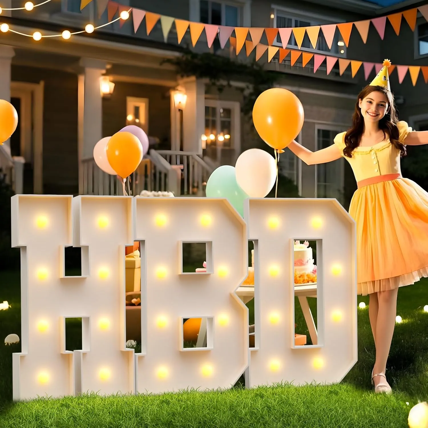 imprsv 3FT Block Marquee Letter T, Light-Up Letters for Birthday, Baby Shower, Wedding & Engagement Parties, Modern Alphabet Theme, Plastic, Non-Foldable, All Ages, All Seasons
