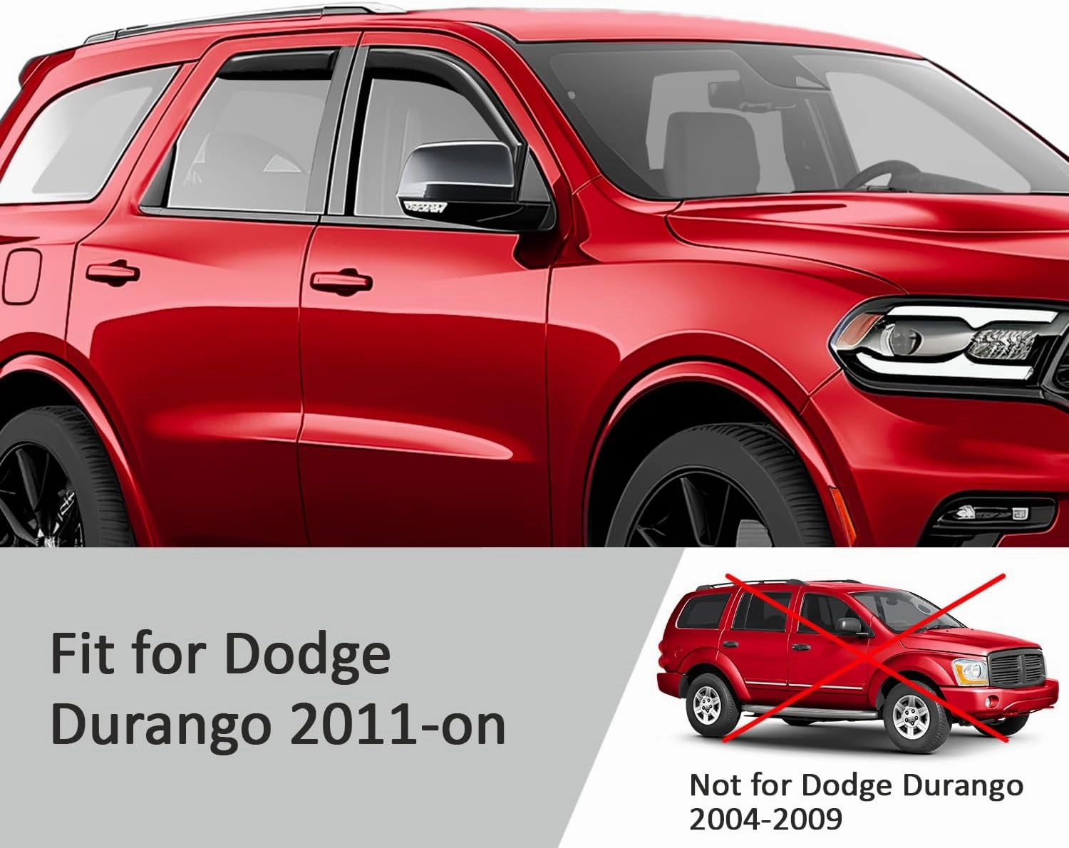 in-Channel Extra Durable Rain Guards for Dodge Durango 2011-2025, Window Deflectors, Vent Window Visors, 4 Pieces - 200486