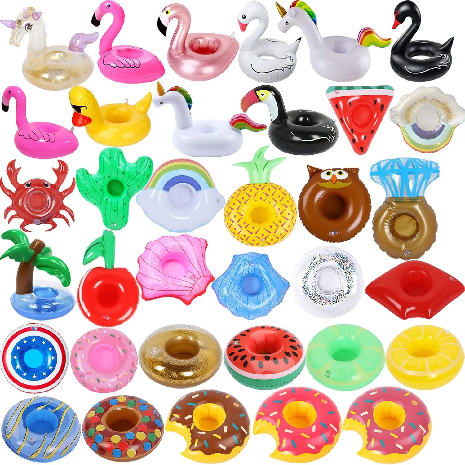 Inflatable Drink Holder 35 Pack Inflatabl Floats Floating Cup Holders Fun Floaties for Swimming Pool Party