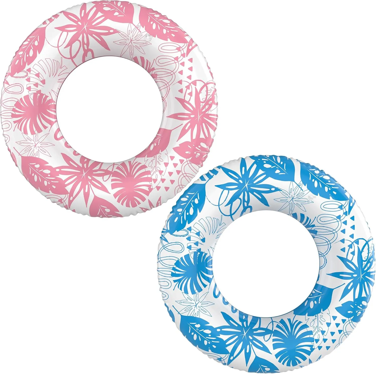 Inflatable Swim Tube Set - 2 Pack 90cm (35") Pool Floats, Durable Water Rings for Beach & Party (Blue   Green)