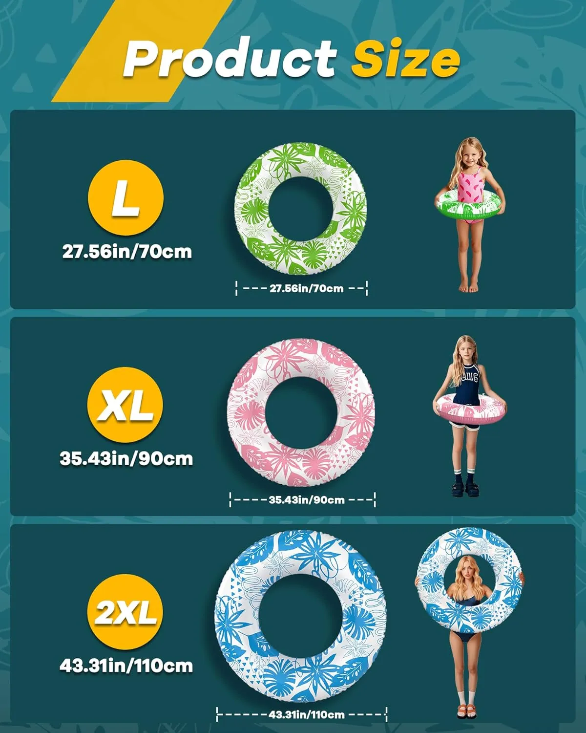 Inflatable Swim Tube Set - 2 Pack 90cm (35") Pool Floats, Durable Water Rings for Beach & Party (Blue   Green)