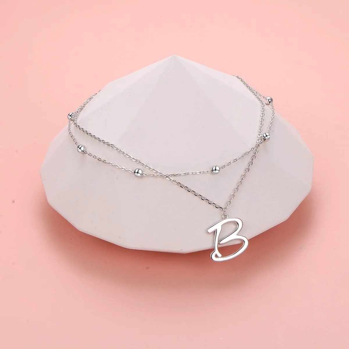Initials Anklet for Women S925 Sterling Silver Adjustable Foot Ankle Bracelet with Letter