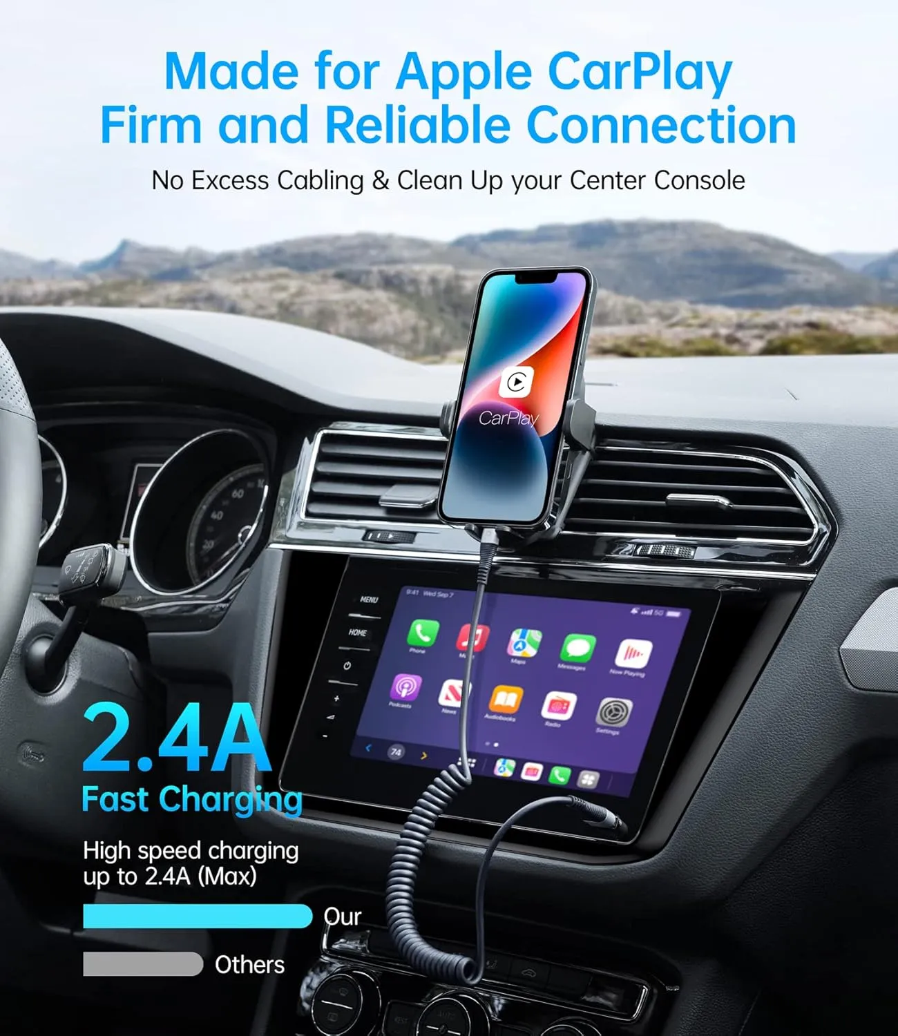 iPhone Charger Cable for Car (3FT/5FT), 2Pack Coiled Lightning Cable, [Apple MFi Certified] Retractable Charging Cord Compatible with iPhone 14/13/12/11 Pro Max/XS MAX/XR/XS/8/iPad/iPod/CarPlay