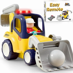 iPlay, iLearn Remote Control Construction Truck Toy for Toddlers 2-4, Baby RC Car Toys W/Light Sound, Backhoe Loader Play Vehicle, Birthday Gift 18 24 Month Infant, 2 3 4 5 Year Old Boy Girl Children