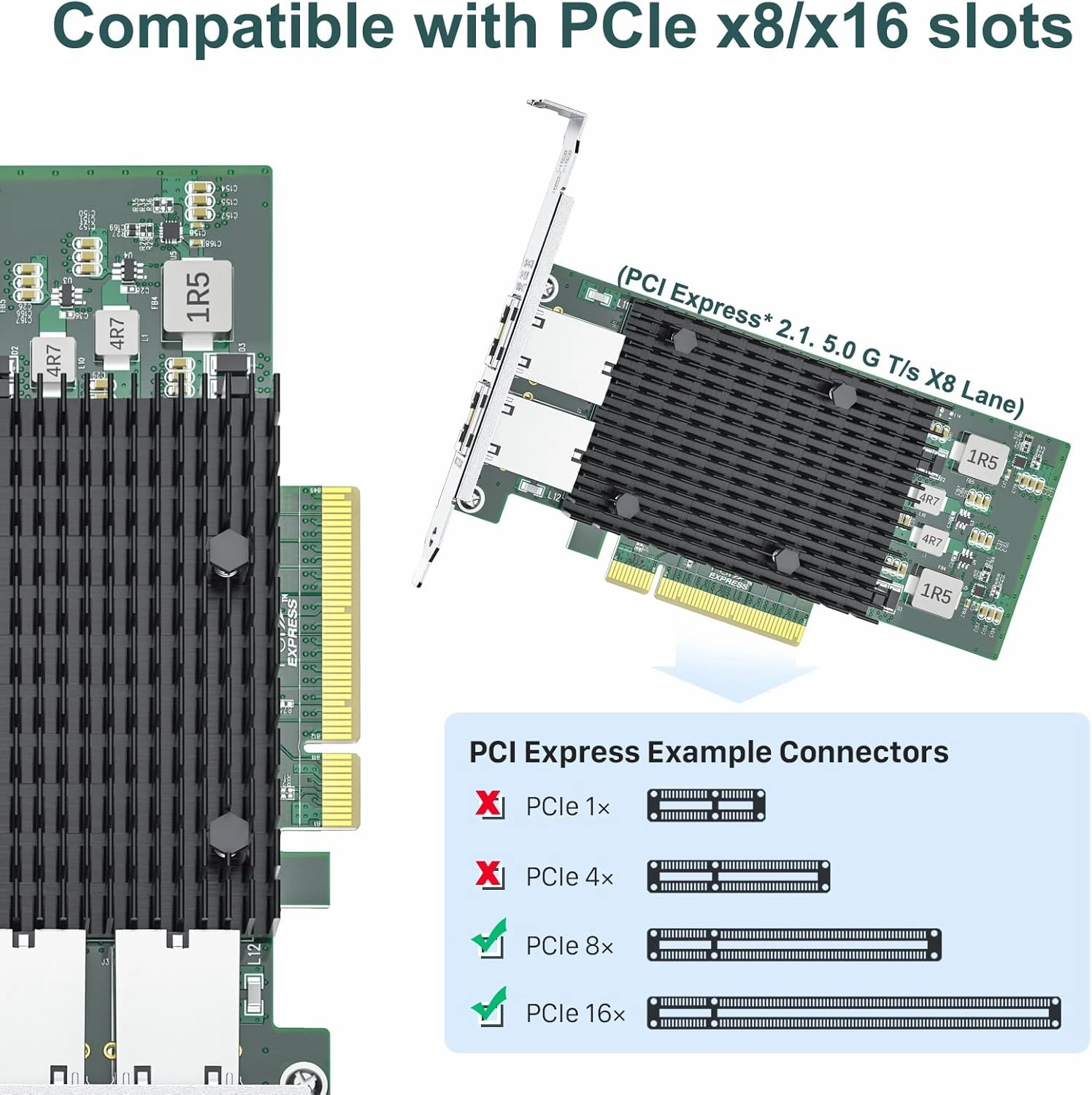 ipolex 10Gb Network Card Intel X540-T2 PCIE NIC Ethernet Card, Dual RJ45 Port, Intel X540-AT2 Controller, 10G Converged Network LAN Adapter, Support Windows/Linux/Vmware/ESX/Freebsd Server
