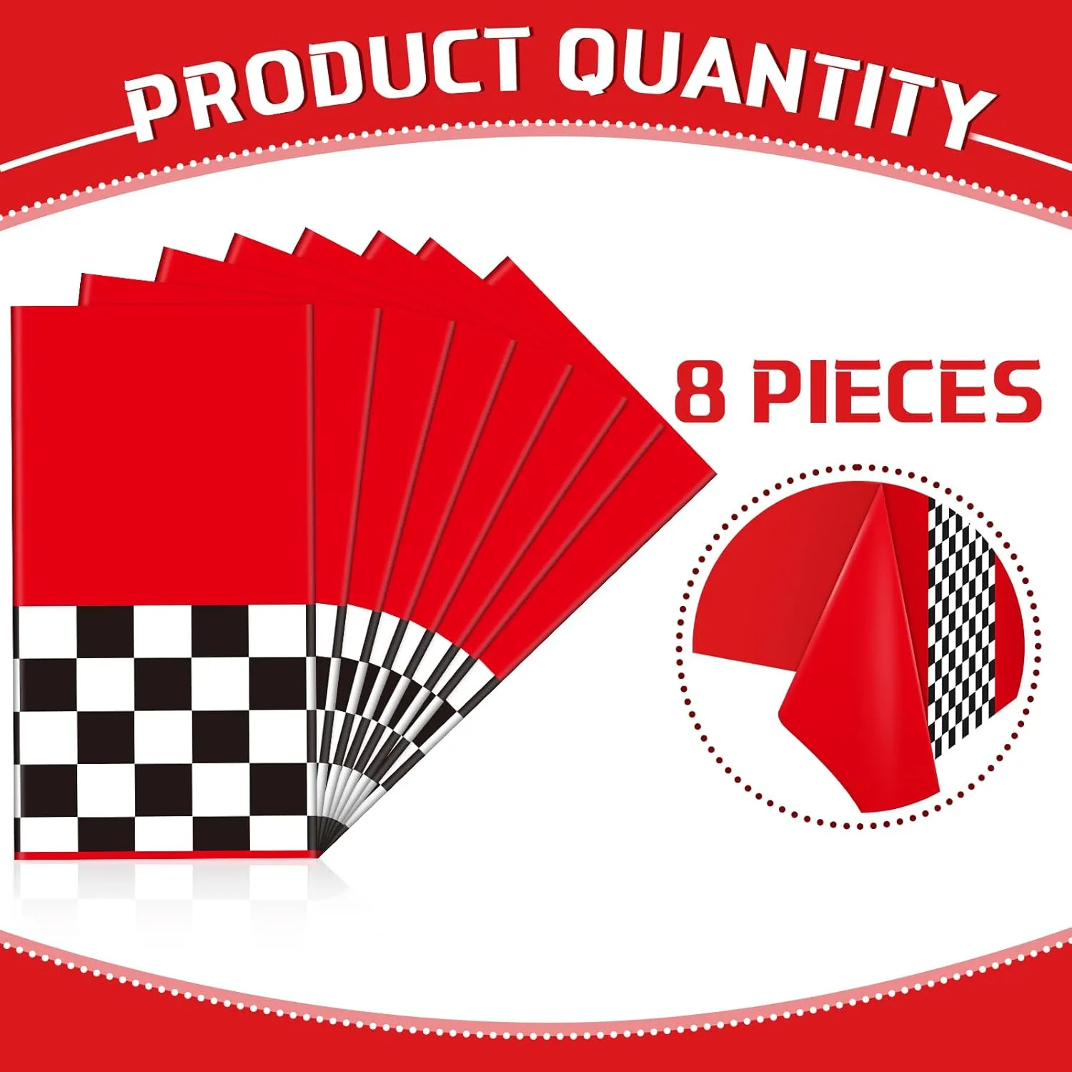 Irenare Car Birthday Party Supplies Racing Decorations 50s Party Tablecloth Racetrack Table Runner Table Covers for Kids Boy Car Theme Birthday Decor, 54 x 108 Inch(Red,8 Sheets)