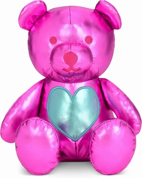 iscream Sweet Heart Friends 12" Shiny Metallic Teddy Bear with Applique Accents for All Ages