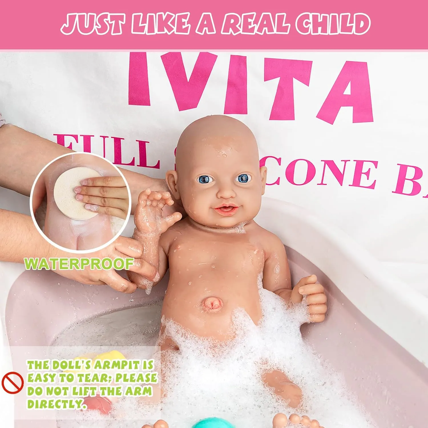 IVITA 18 inch Full Body Silicone Baby Dolls, Soft Collectible Baby Dolls - Boy