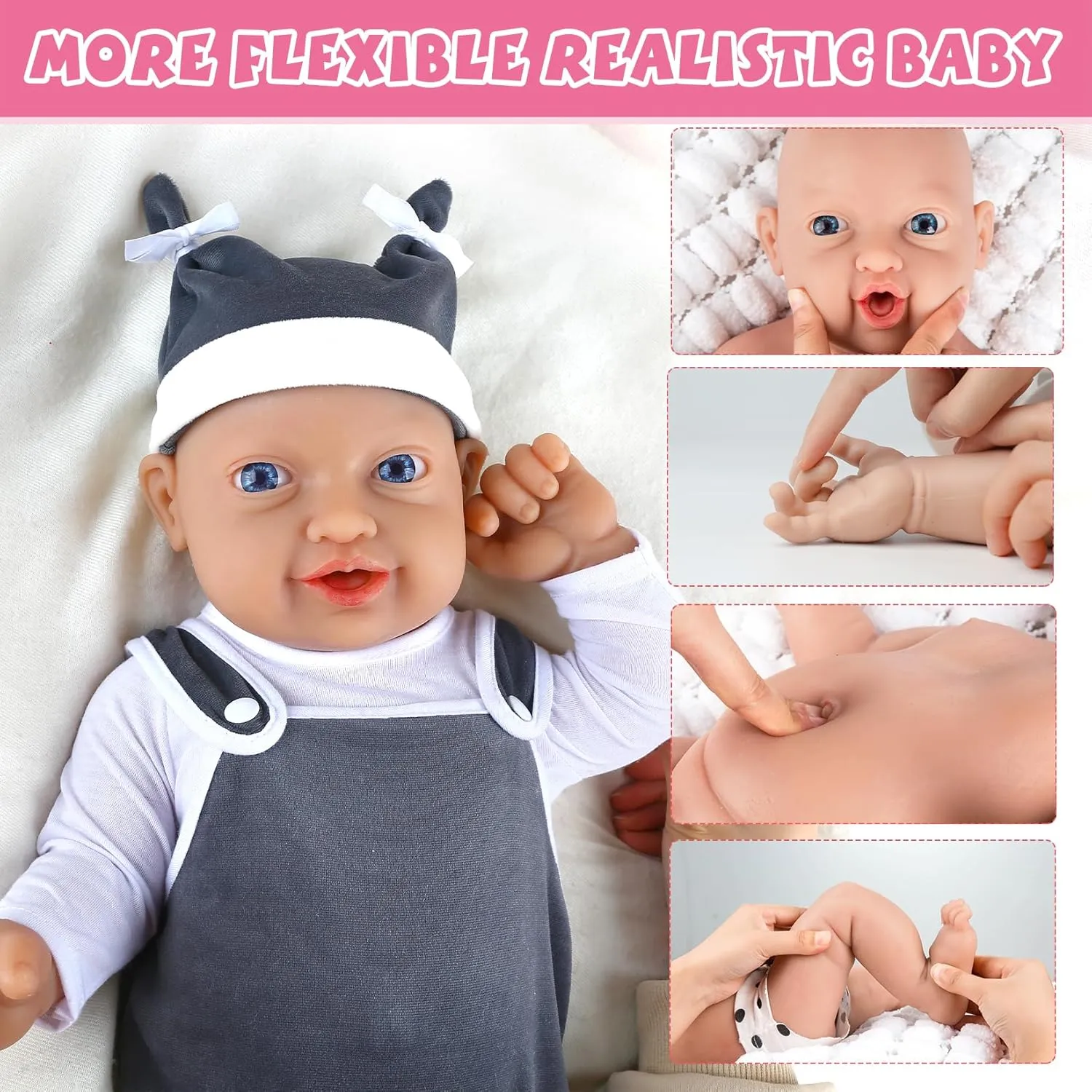 IVITA 18 inch Full Body Silicone Baby Dolls, Soft Collectible Baby Dolls - Boy