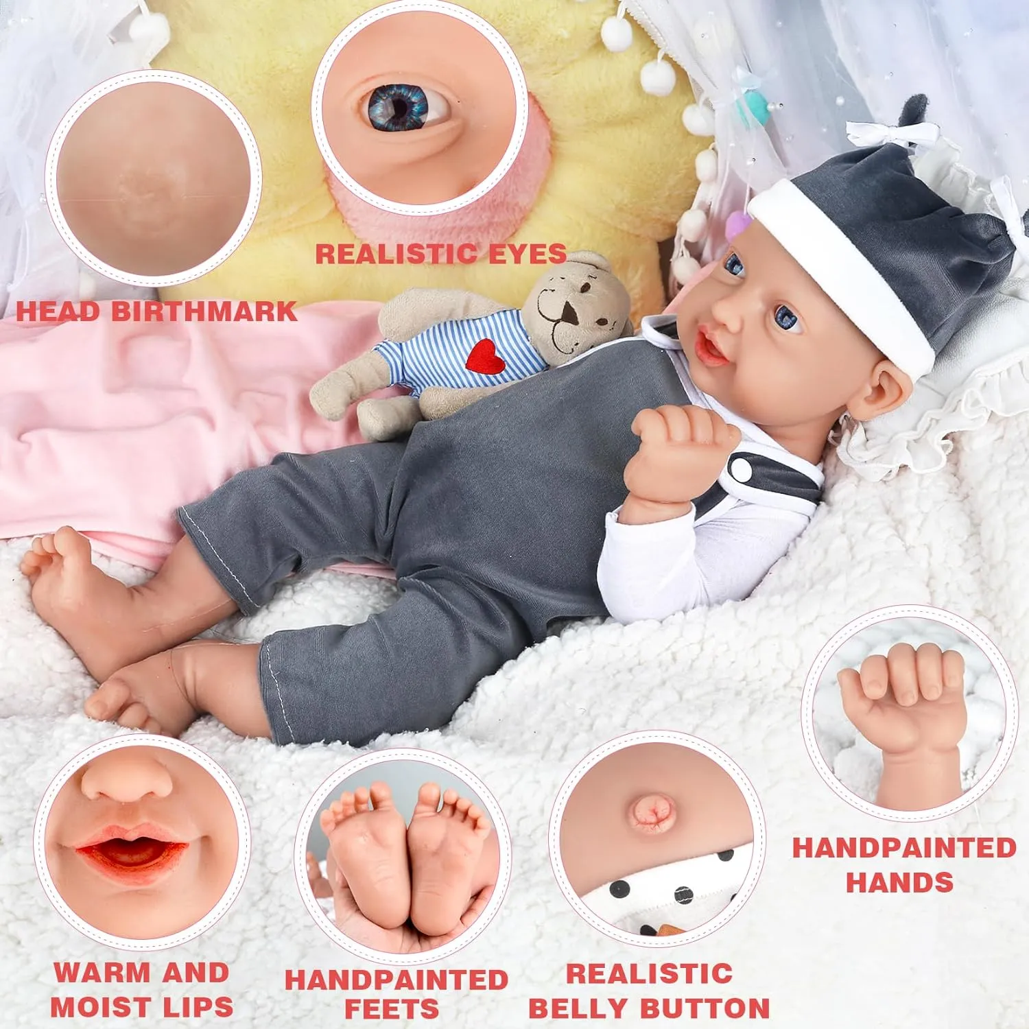 IVITA 18 inch Full Body Silicone Baby Dolls, Soft Collectible Baby Dolls - Boy