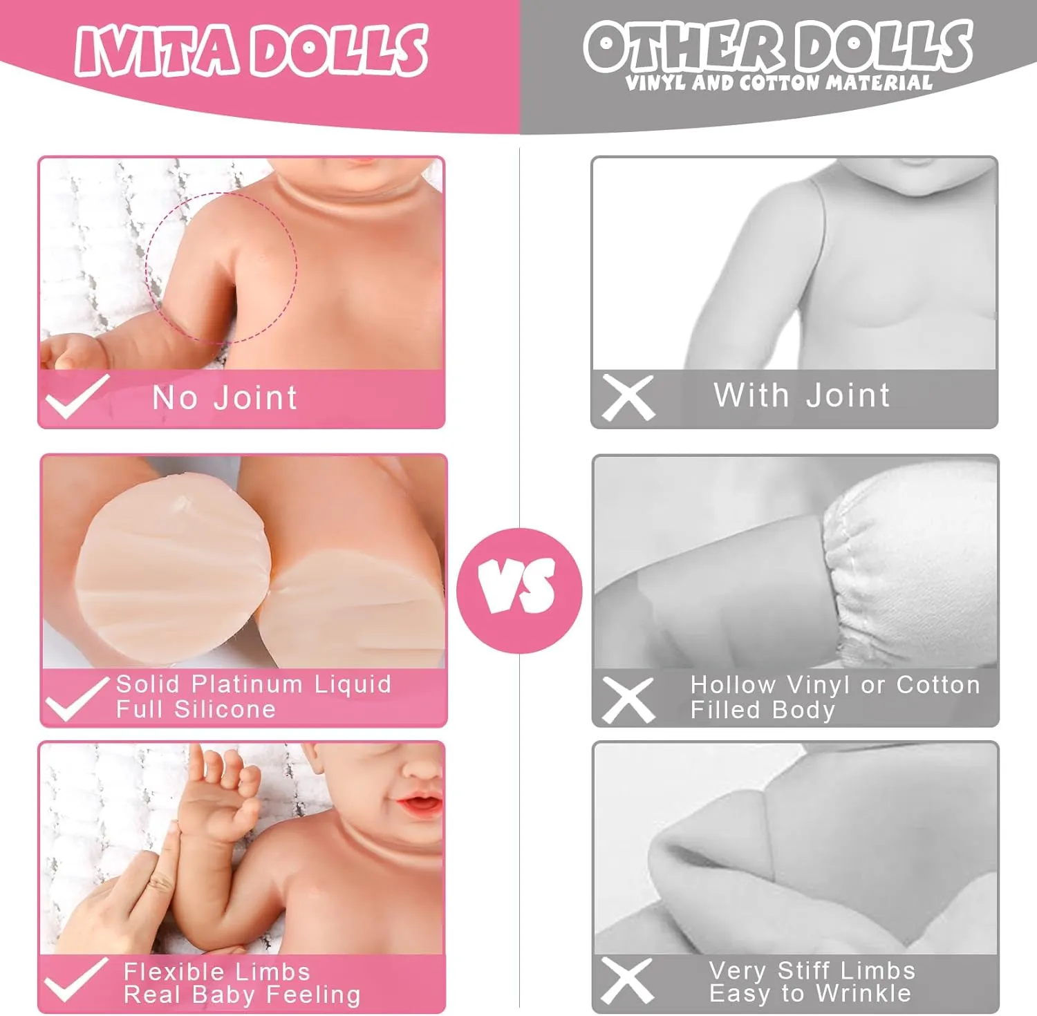 IVITA 18 inch Full Body Silicone Baby Dolls, Soft Collectible Baby Dolls - Boy