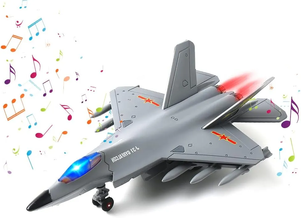 J31 Airplane Toy for Boys, Diecast Fighter Jet Toy for Kids, Pull Back Airplanes Toy Jets with Light & Sound for Gifts Collection Decor
