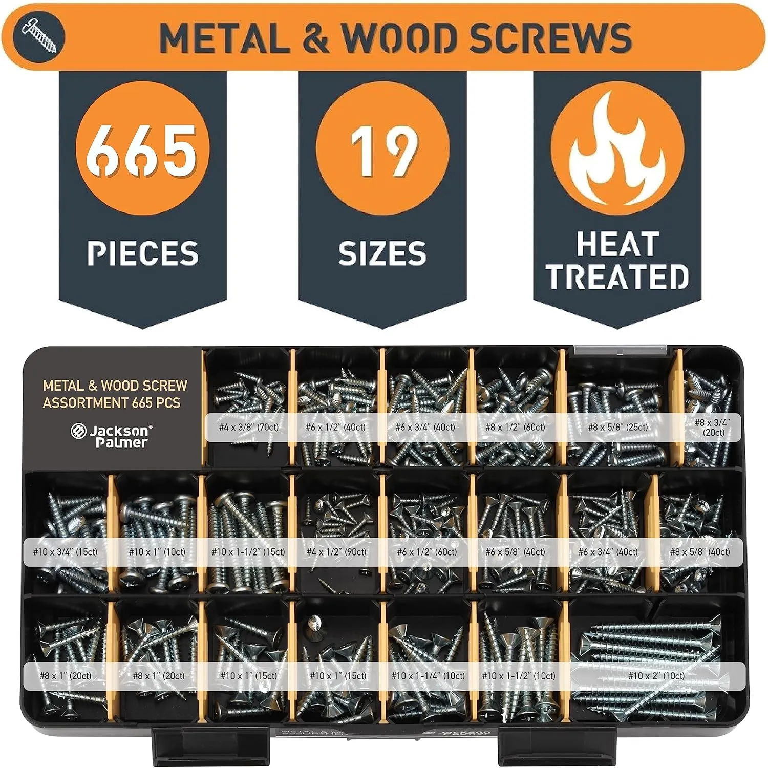Jackson Palmer 2251 Piece Hardware Assortment Kit with Screws, Nuts, Bolts & Washers (3 Trays)…