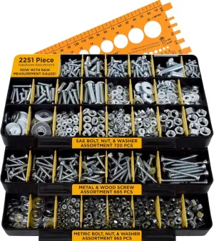 Jackson Palmer 2251 Piece Hardware Assortment Kit with Screws, Nuts, Bolts & Washers (3 Trays)…