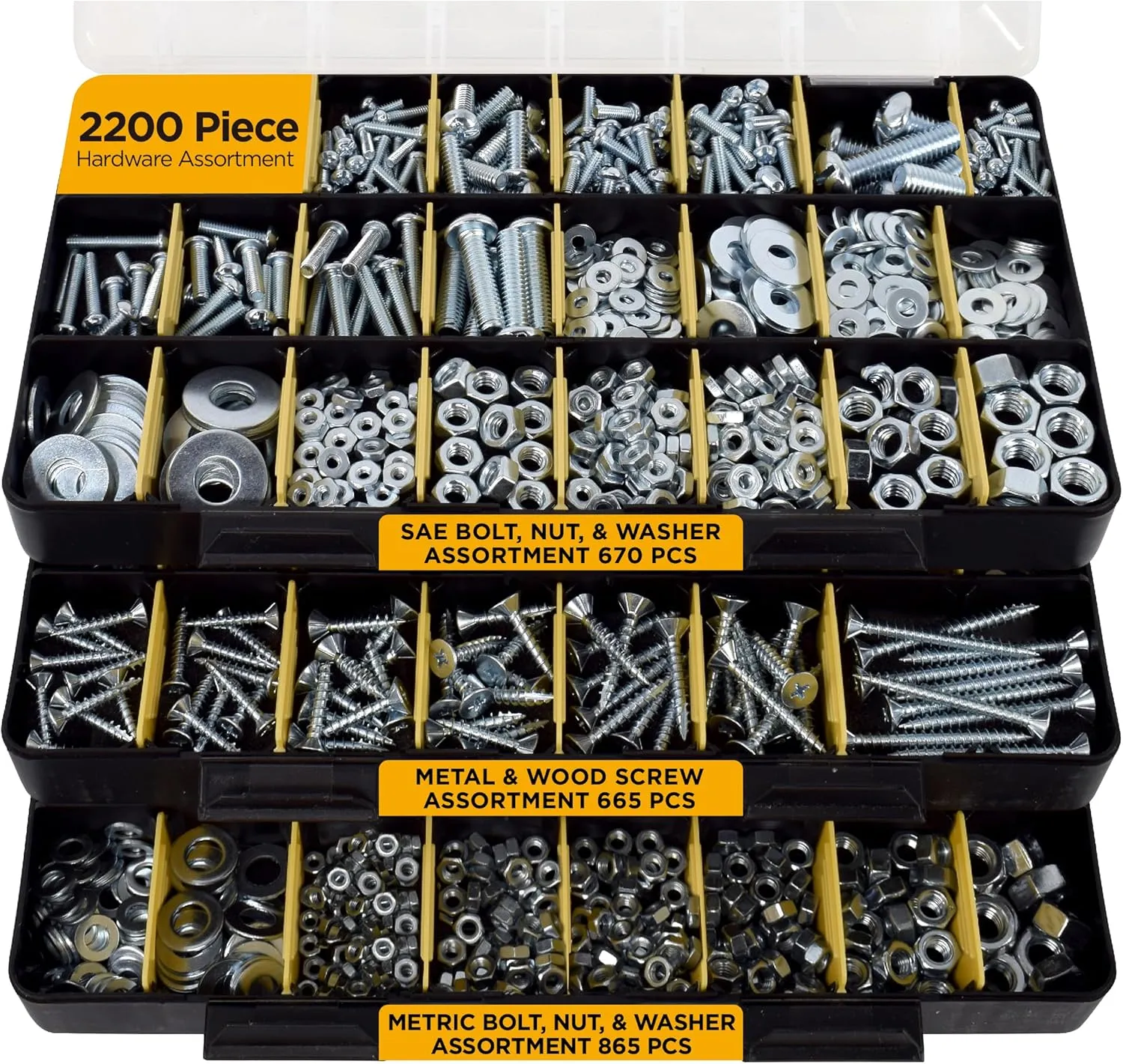 Jackson Palmer 2251 Piece Hardware Assortment Kit with Screws, Nuts, Bolts & Washers (3 Trays)…