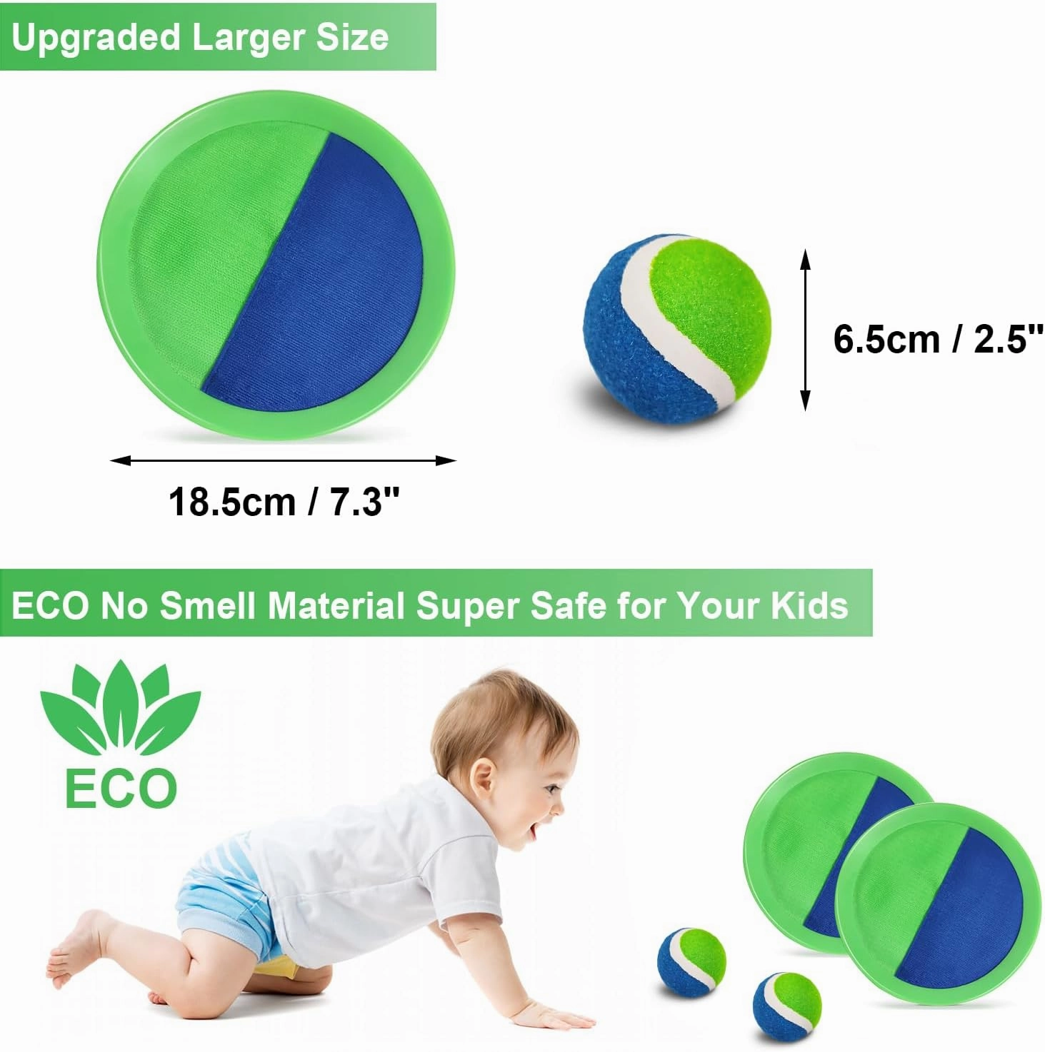 Jalunth Ball Catch Set Games Toss Paddle - Pool Beach Toys Back Yard Outdoor Games Backyard Throw Sticky Set Age 3 4 5 6 7 8 9 10 11 12 Years Old Boys Girls Kids Adults Family Easter Gifts Azure