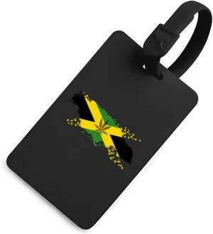 Jamaica Map Flag Weed Cute Luggage Tag Identify Name ID Card Holder Labels for Women Men Travel Suitcase Bag