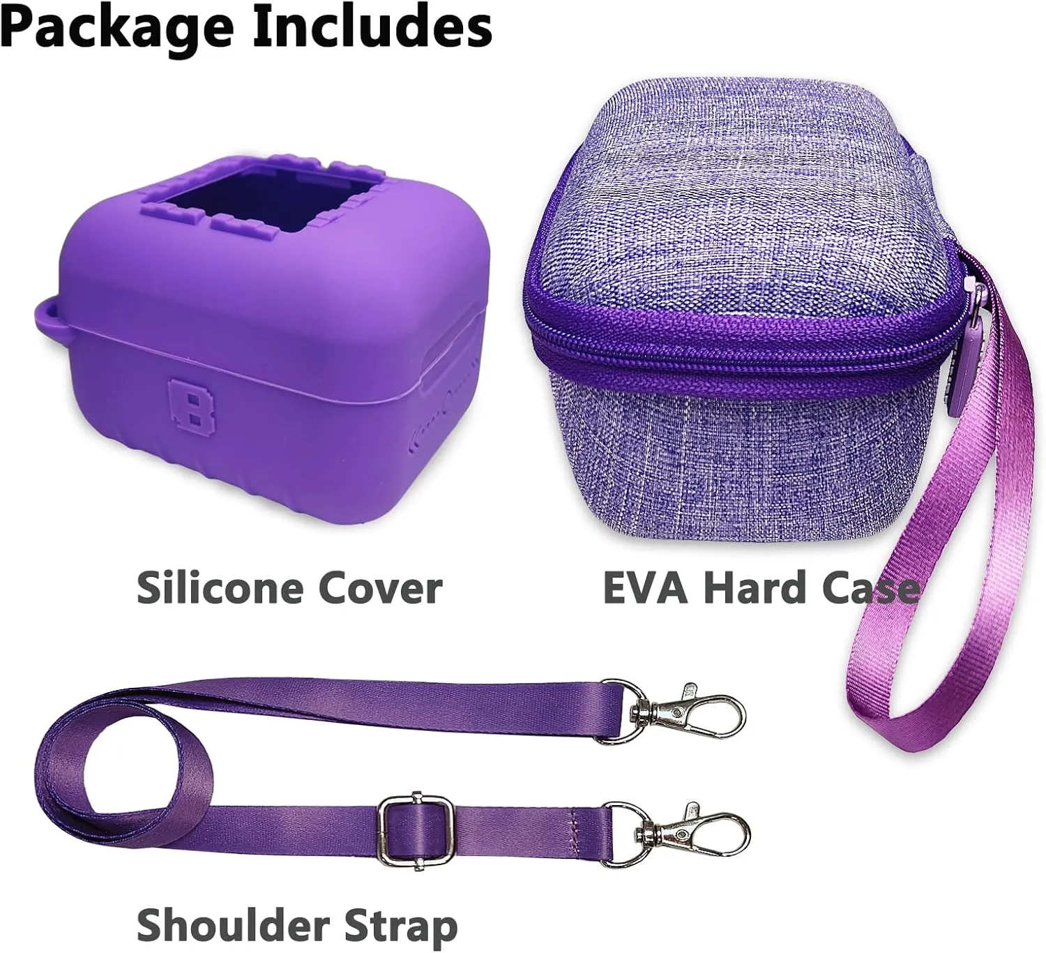 JCHPINE Hard Carrying Case and Silicone Cover for Bitzee Interactive Toy Digital Pet, Protective Case for Bitzee Virtual Electronic Pets Accessories (for Original 15 Animals) (Purple)