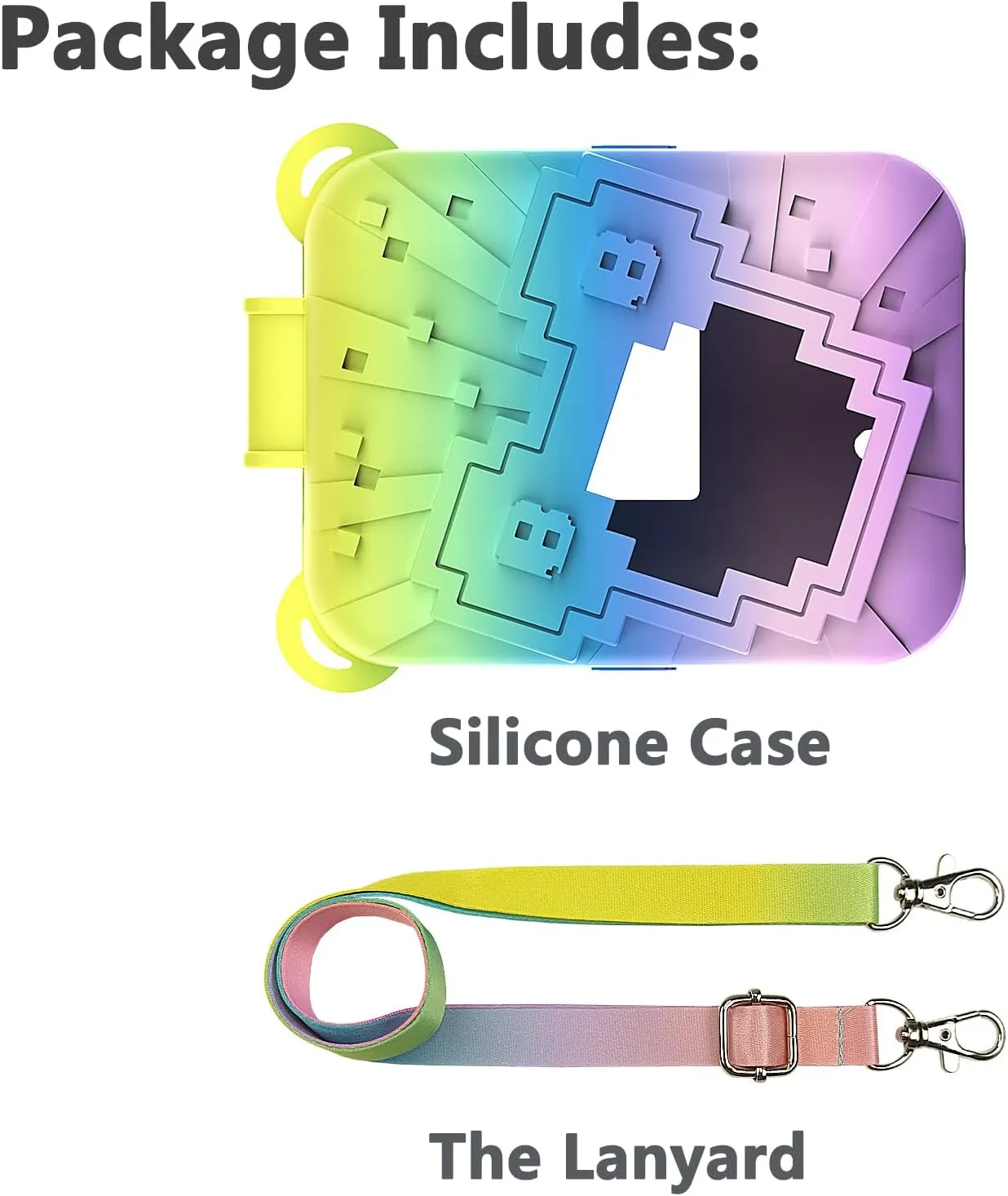JCHPINE Silicone Cover Case for Bitzee Disney Interactive Toy Digital Pet and Case, Protective Skin Sleeve for Bitzee Disney Virtual Electronic Pets (Rainbow)