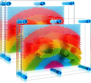 Jenaai 2 Pack Large 3D Pin Art Toy 8 x 6 Inch Plastic Pin Art Board Sensory Toy Intellectual Fun Impression Toy for Boys Girls Adult Creative Fidgets Christmas Birthday Gifts (Rainbow)