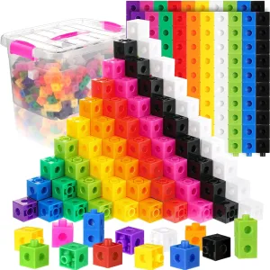 Jenaai 400 Pcs Math Linking Cubes with Storage Box, Plastic Counting Blocks, Colorful Math Cubes, Manipulative Connecting Snap Blocks for Early Math Construction Kindergarten Educational Toy (Pink)