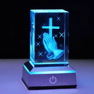 Jesus Cross Figurine, Cross Night Light, Christian Praying Gifts Lamp, Baptism Gifts for Boys Girls Women Unique, Christmas Birthday Gifts