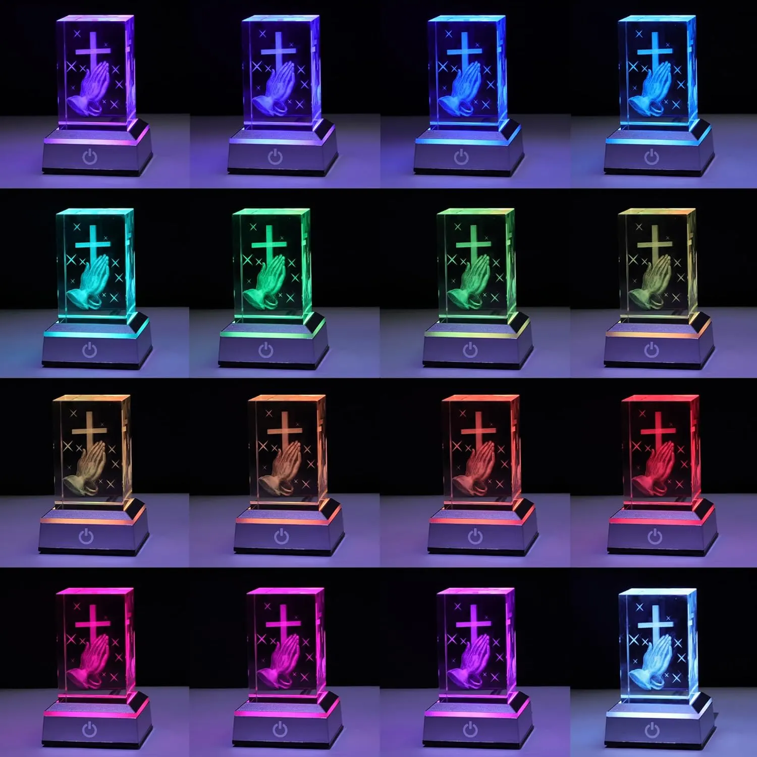 Jesus Cross Figurine, Cross Night Light, Christian Praying Gifts Lamp, Baptism Gifts for Boys Girls Women Unique, Christmas Birthday Gifts