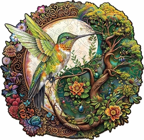 Jigfoxy Wooden Puzzles for Adults, Yin Yang Hummingbird Wood Puzzles Adult, Unique Animal Shape Wooden Jigsaw Puzzles for Adults, Birthday Gifts for Puzzle Lovers, Family (S-8.5 * 8.2in-100pcs)