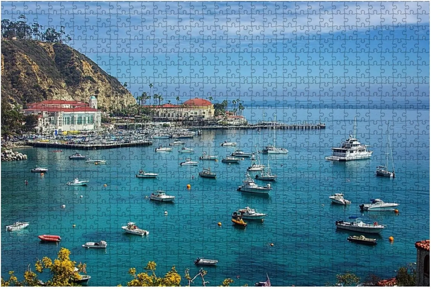 Jigsaw 500 Pieces for Adults - Catalina Island Fishing Port Pictures Royalty Free Photos Wooden Puzzle Youth Children Home Decor Challenge Games Fun Family Game Toys Best Gifts