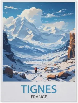 Jigsaw Puzzle 1000 Pieces for Adults，Tignes France, ski Poster，Teens Boys Girls Puzzles Difficult Thick Sturdy Pieces Challenging Puzzle for Party Games