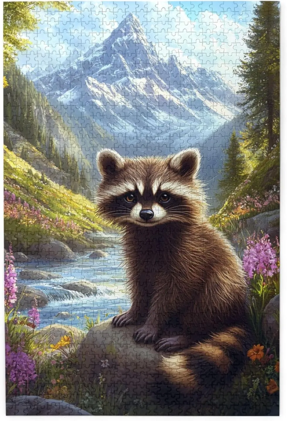Jigsaw Puzzle with 1000 Pcs,Raccoons in The Valleys, Colorfuls Jungle, Challenging Brain Exercise,High Difficulty Entertainment Game,Wooden Puzzle for Adults,Gift for Friends and Family