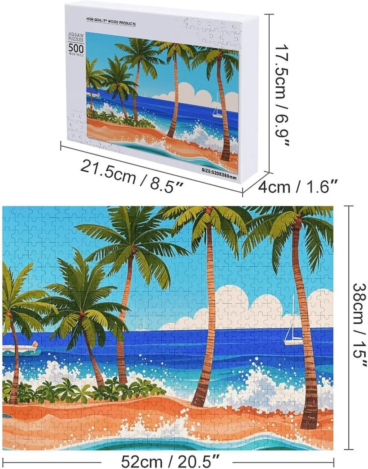 Jigsaw Puzzles for Adults 500 PCS Jigsaw Puzzle Stamped Fish Motif Wooden Puzzle Artistic Decorations Leisure Puzzle Challenging Puzzle Perfect for Game Nights
