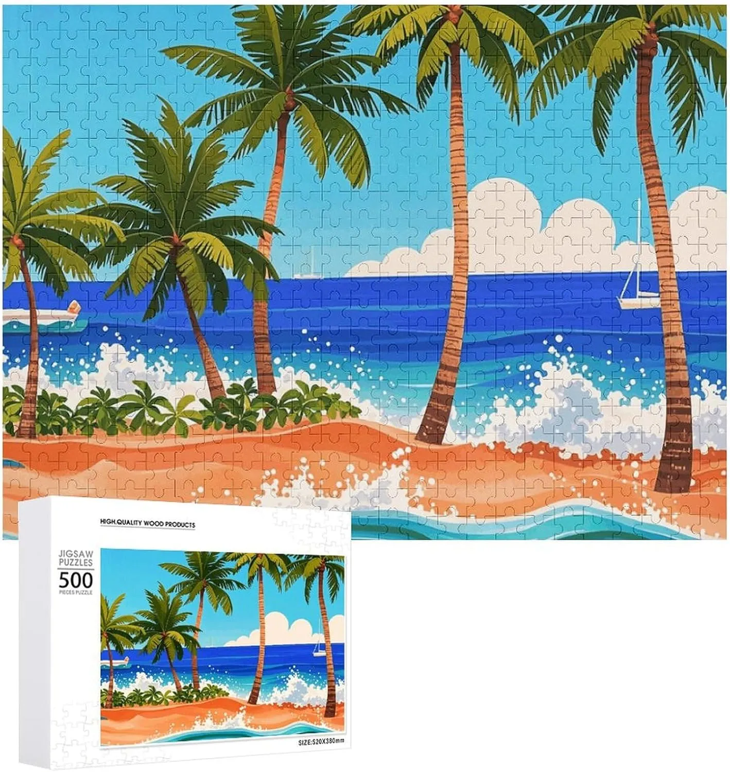 Jigsaw Puzzles for Adults 500 PCS Jigsaw Puzzle Stamped Fish Motif Wooden Puzzle Artistic Decorations Leisure Puzzle Challenging Puzzle Perfect for Game Nights