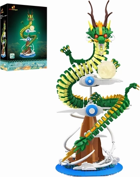 JMBricklayer Dragon Building Sets for Adults, Cool Dragon Kit Animal Toys with Lights 70007, Model Collection or Home Office Decor, Building Toys Gift for Boys Girls Men Adults(1364 PCS)