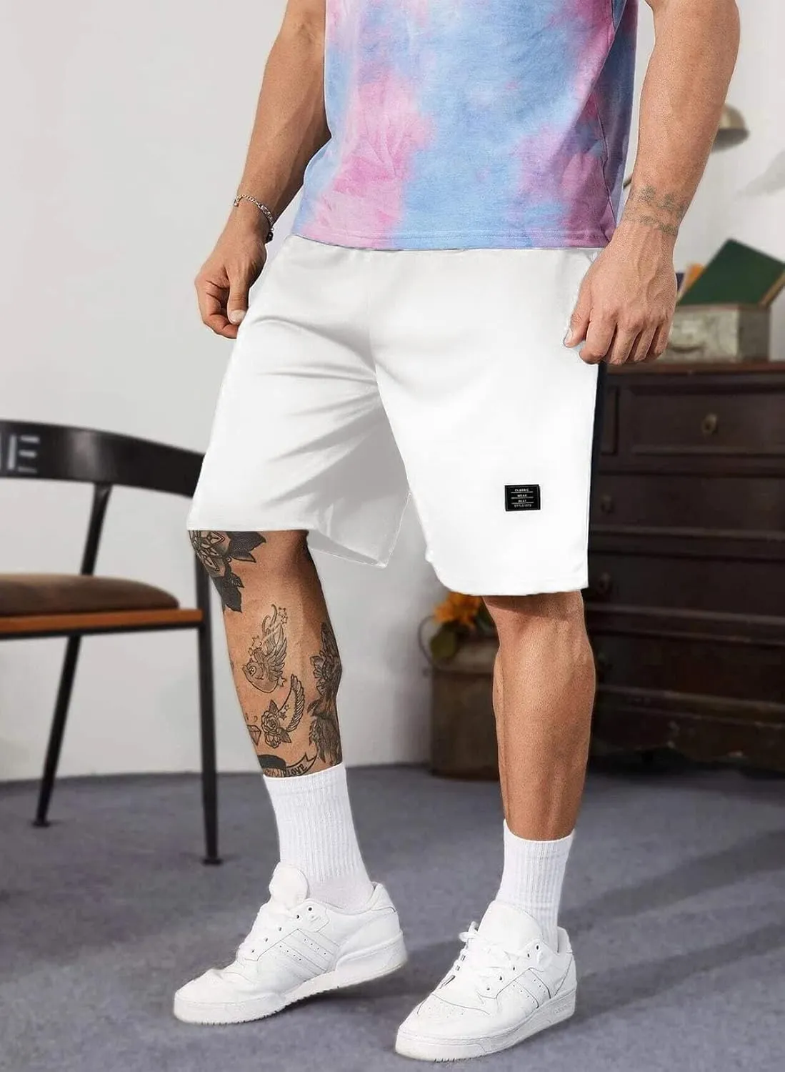 JMIERR Mens Cotton Sweat Shorts with 3 Pockets Workout Lounge Jogger Athletic Shorts 7 inch Inseam Running Shorts