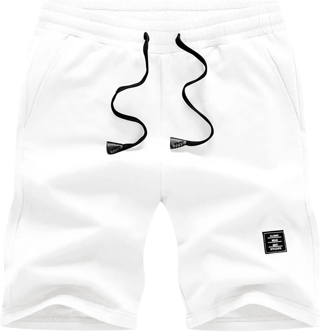 JMIERR Mens Cotton Sweat Shorts with 3 Pockets Workout Lounge Jogger Athletic Shorts 7 inch Inseam Running Shorts