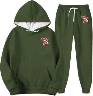 Jogger Sets for Men Coat Graphic Drawstring Long Sleeve Hoodie Tapered Pants Comfy Workout Sport Outfits with Pocket