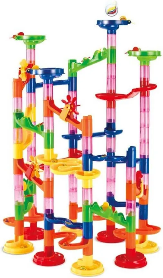 Jollymap Race Coaster Set, Elongdi Marble Run Railway Toys [ 105 Pieces ] Construction Toys Building Blocks Set Marble Run Race Coaster Maze Toys for Kids