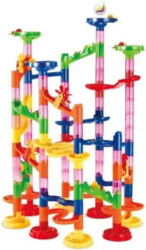 Jollymap Race Coaster Set, Elongdi Marble Run Railway Toys [ 105 Pieces ] Construction Toys Building Blocks Set Marble Run Race Coaster Maze Toys for Kids