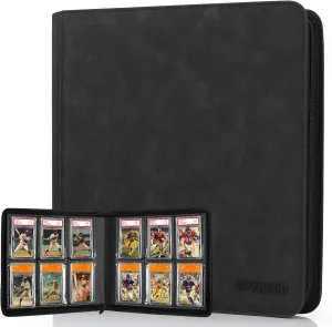 JoyHood Graded Card Binder - Holds 60 PSA Slabs, Graded Cards Album with 6 Slot, Graded Card Storage Holder compatible with CGC/PCG/PSA Slabs (Black)