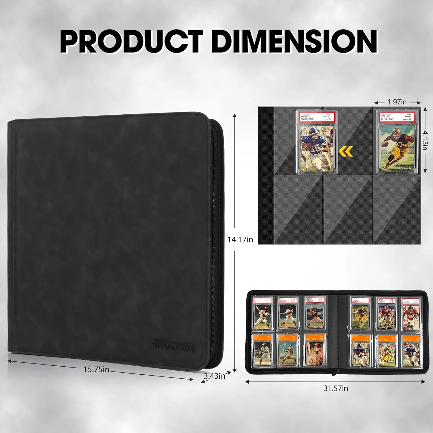 JoyHood Graded Card Binder - Holds 60 PSA Slabs, Graded Cards Album with 6 Slot, Graded Card Storage Holder compatible with CGC/PCG/PSA Slabs (Black)