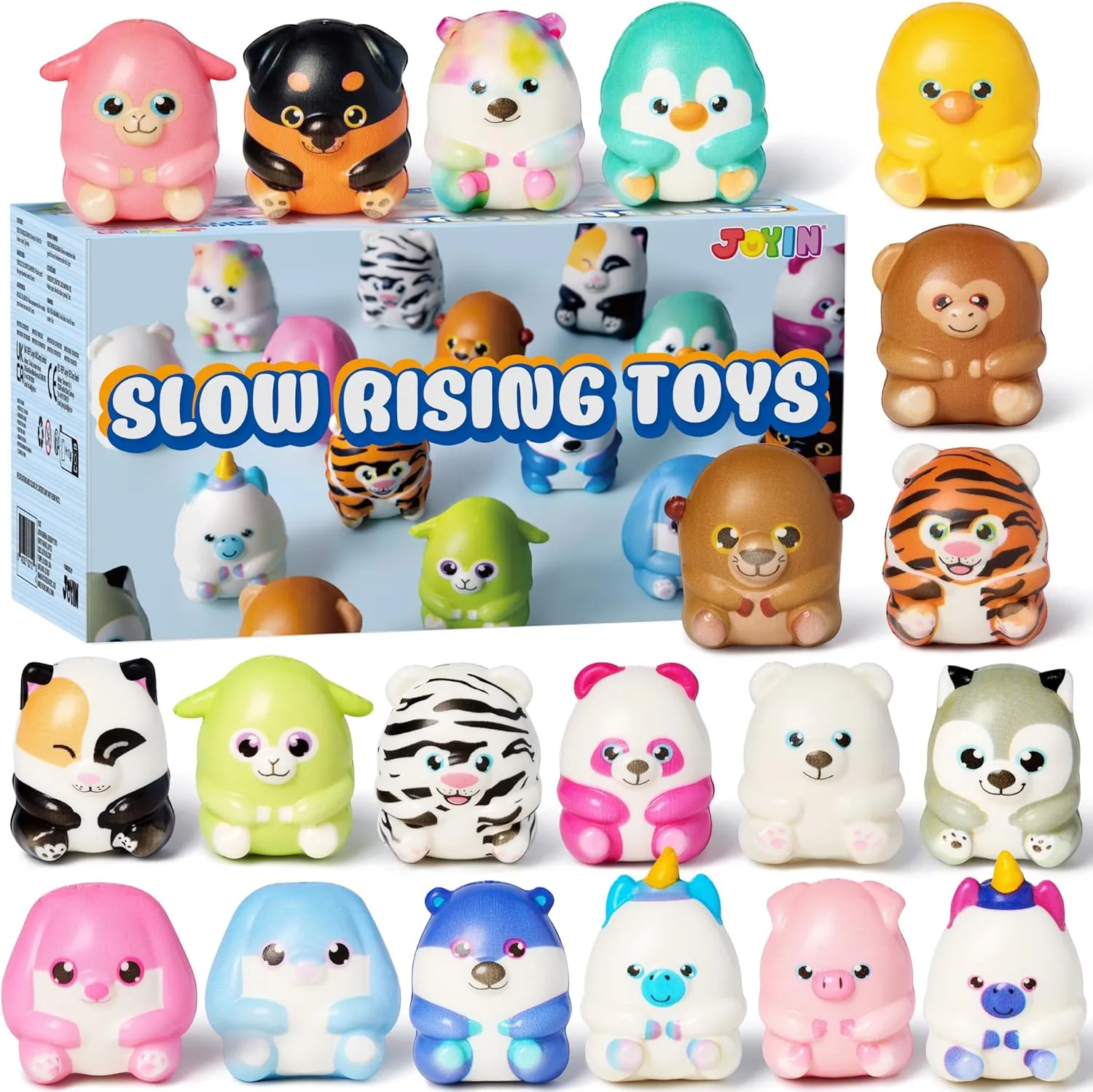 JOYIN 20 Pcs Kawaii Animal Party Favors for Kids Slow Rising Toys for Boys and Girls Stress Relief Toys for Birthday Party Gifts Goodie Bag Stuffers Pinata Stuffers Easter Egg Stuffer