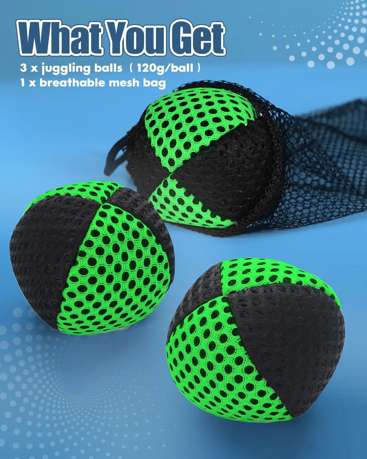 Juggling Balls for Beginners and Professionals Set of Juggling Bean Bags Durable Juggle Ball Kit (Black - Green)