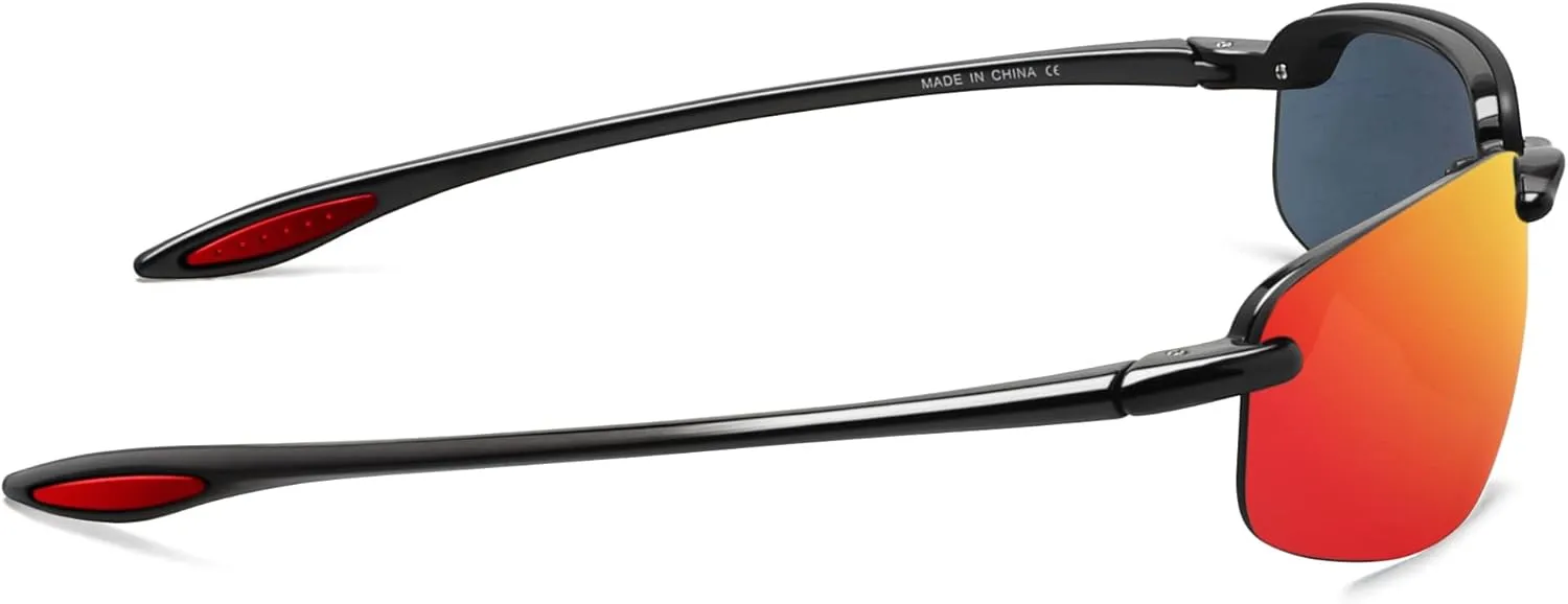 JULI Sports Sunglasses for Men Women Tr90 Rimless Frame for Running Fishing Baseball Driving MJ8001