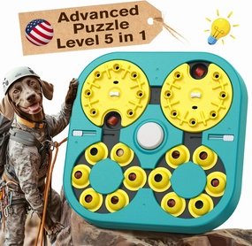 KADTC Advanced Puzzle Toys for Smart Small/Medium/Large Dog Level 5 in 1 Expert Difficult Challenging Interactive Puzzles Toy Cognitive Intelligence Training Brain Mental Stimulation Mind Games