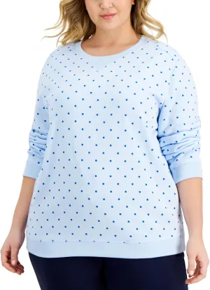 Karen S Plus Size Simple Dot Fleece Sweatshirt Nantucket 3X