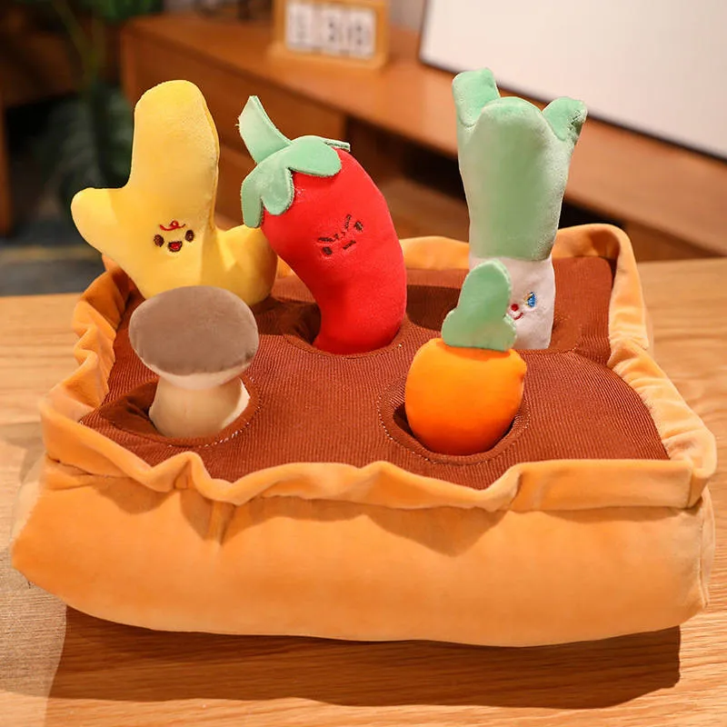 Kawaii Pull Vegetables Pets Dog Cat Chew Plush Toy