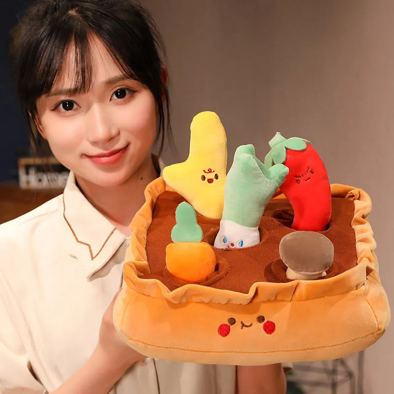 Kawaii Pull Vegetables Pets Dog Cat Chew Plush Toy